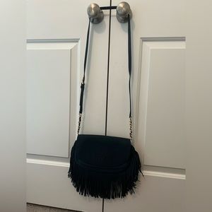 Navy Suede Tory Burch Fringe Crossbody